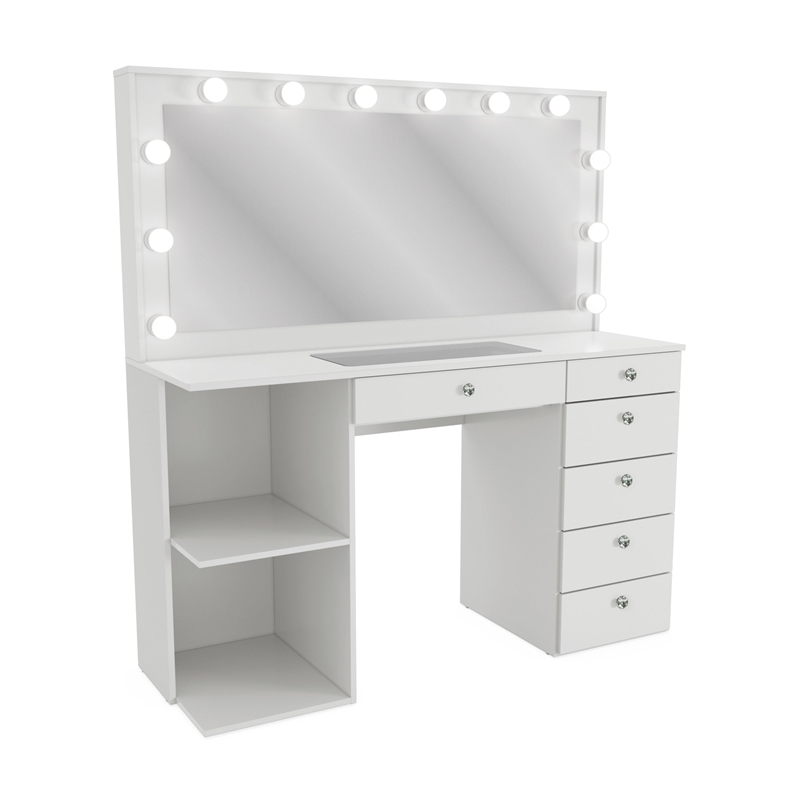 Boahaus Louise Makeup Vanity Desk (Crystal Knobs)