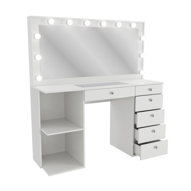 Boahaus Louise Makeup Vanity Desk (Crystal Knobs)