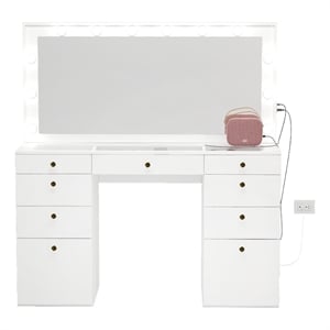 Boahaus Leonore Makeup Vanity Desk (Golden Knobs)