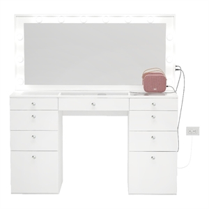 Boahaus Leonore Makeup Vanity Desk (Crystal Ball Knobs)