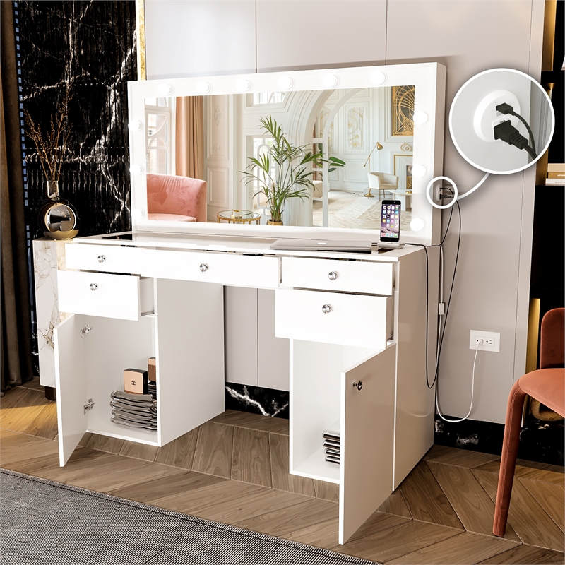 Boahaus Kiana Vanity Makeup Desk (Basic Knobs)