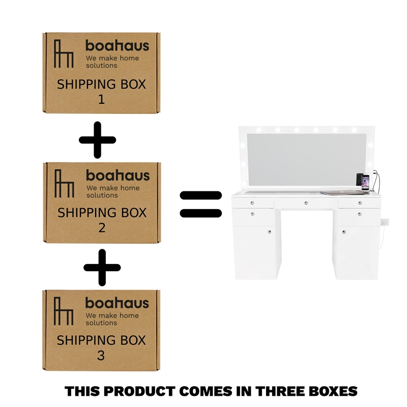 Boahaus Kiana Vanity Makeup Desk (Basic Knobs)