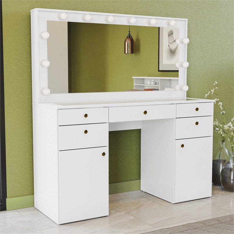 Boahaus Kiana Vanity Makeup Desk (Golden Knobs)