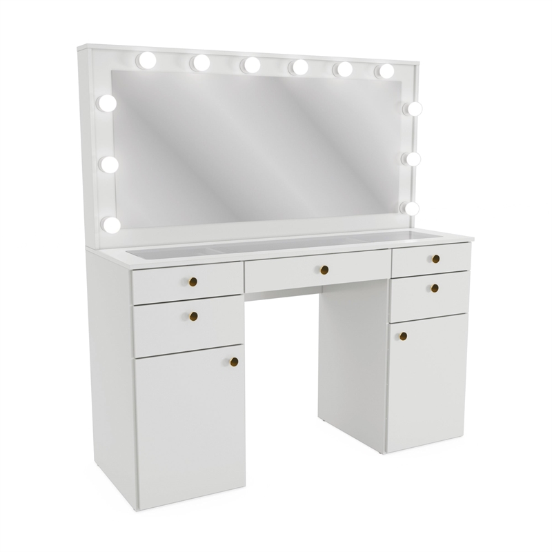 Boahaus Kiana Vanity Makeup Desk (Golden Knobs)