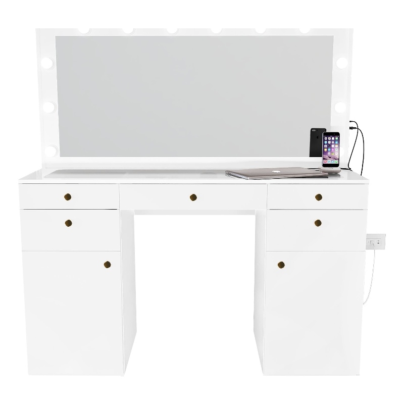 Boahaus Kiana Vanity Makeup Desk (Golden Knobs)