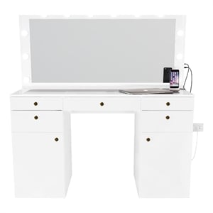 Boahaus Kiana Vanity Makeup Desk (Golden Knobs)
