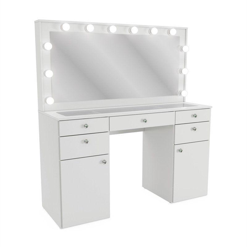 Boahaus Kiana Vanity Makeup Desk (Crystal Knobs)