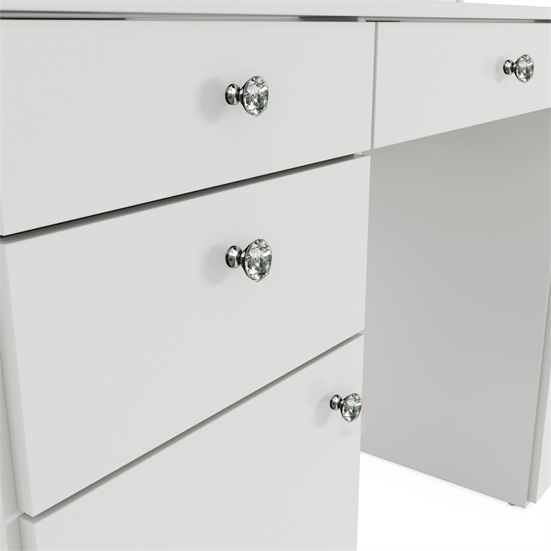 Boahaus Kiana Vanity Makeup Desk (Crystal Knobs)