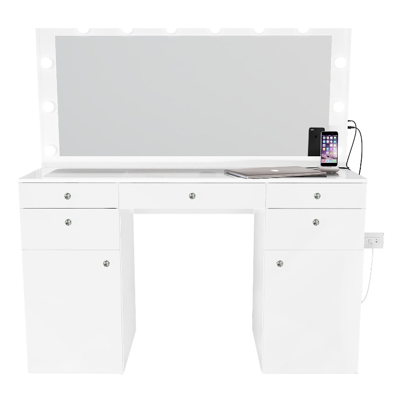 Boahaus Kiana Vanity Makeup Desk (Crystal Knobs)