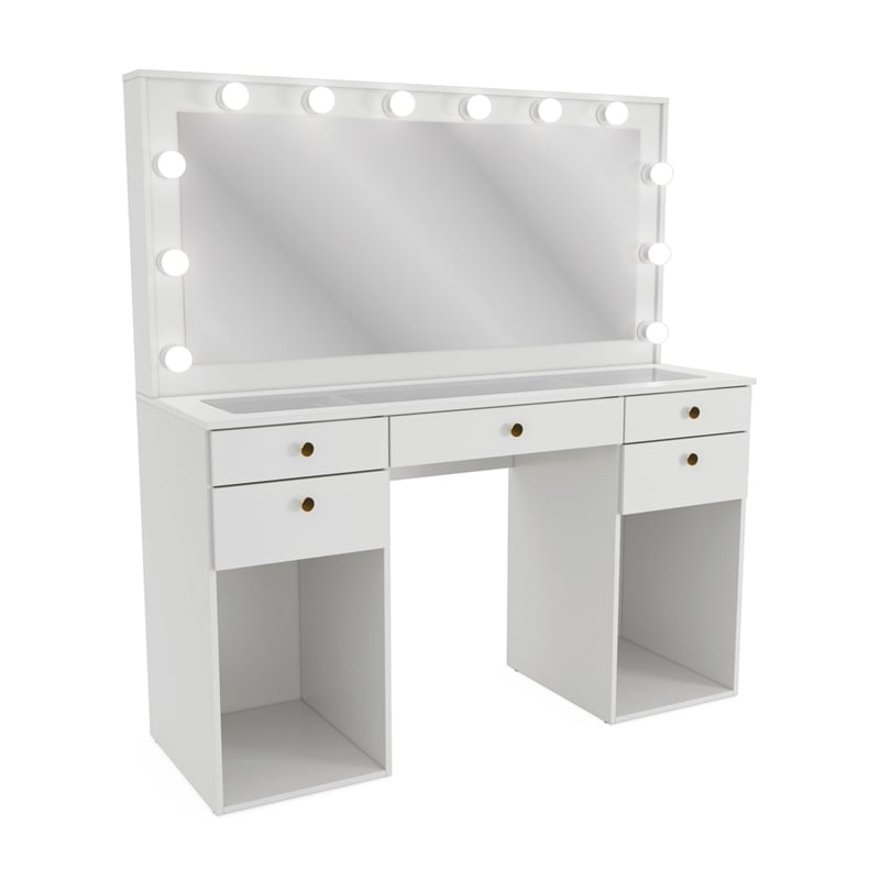 Boahaus Amira Vanity Makeup Desk (Golden Knobs)