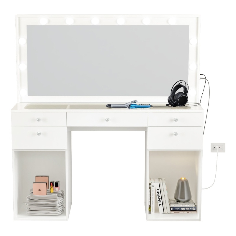 Boahaus Amira Vanity Makeup Desk (Crystal Ball Knobs)