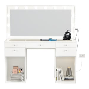 Boahaus Amira Vanity Makeup Desk (Crystal Ball Knobs)