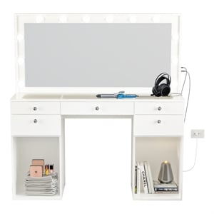 Boahaus Amira Vanity Makeup Desk (Crystal Knobs)