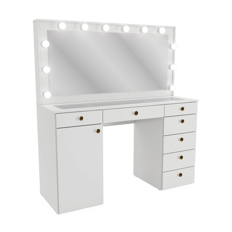 Boahaus Jezebel Vanity Makeup Desk (Golden Knobs)