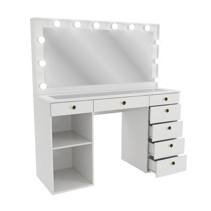 Boahaus Jezebel Vanity Makeup Desk (Golden Knobs)