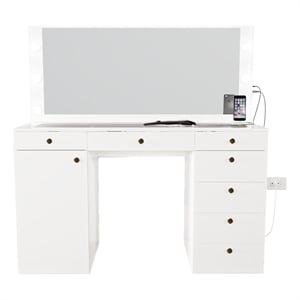 Boahaus Jezebel Vanity Makeup Desk (Golden Knobs)