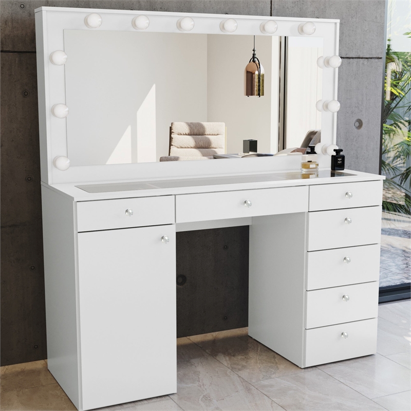 Boahaus Jezebel Vanity Makeup Desk (Crystal Ball Knobs)