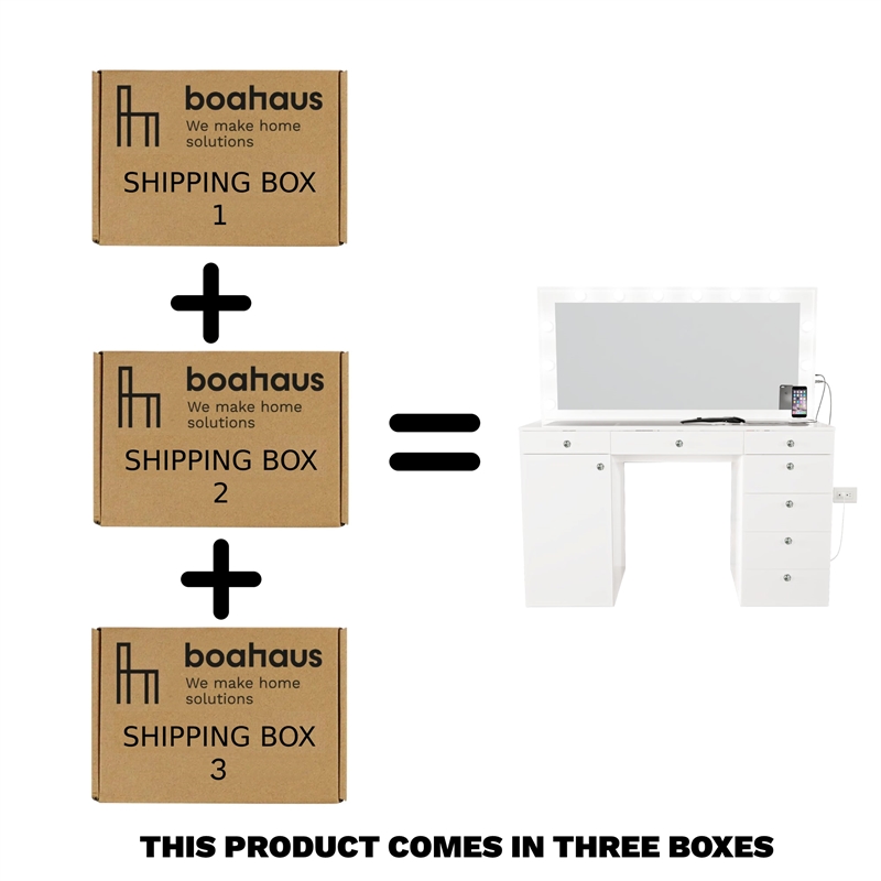 Boahaus Jezebel Vanity Makeup Desk (Crystal Knobs)