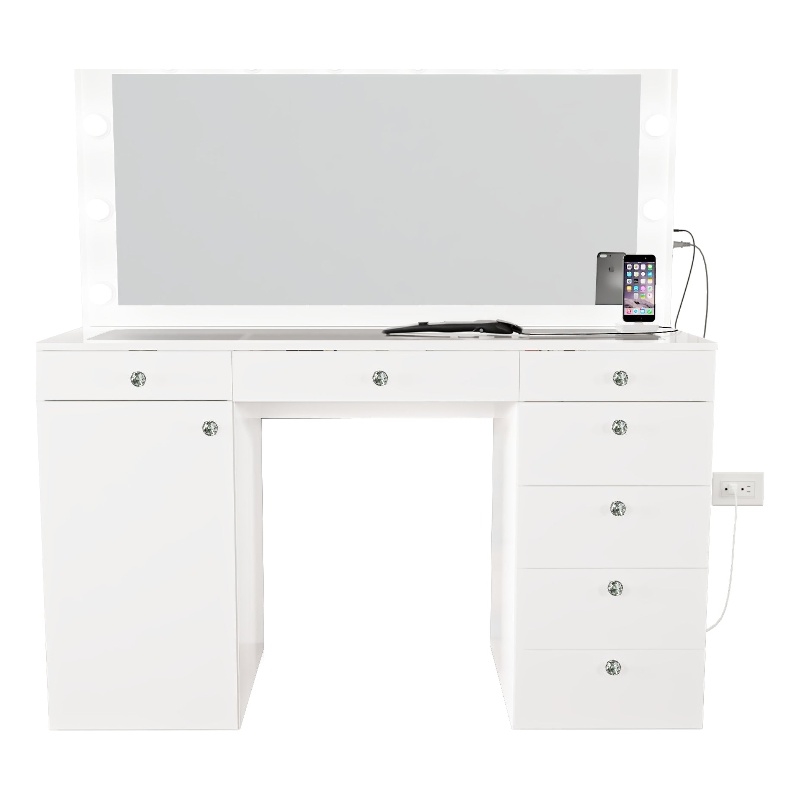 Boahaus Jezebel Vanity Makeup Desk (Crystal Knobs)