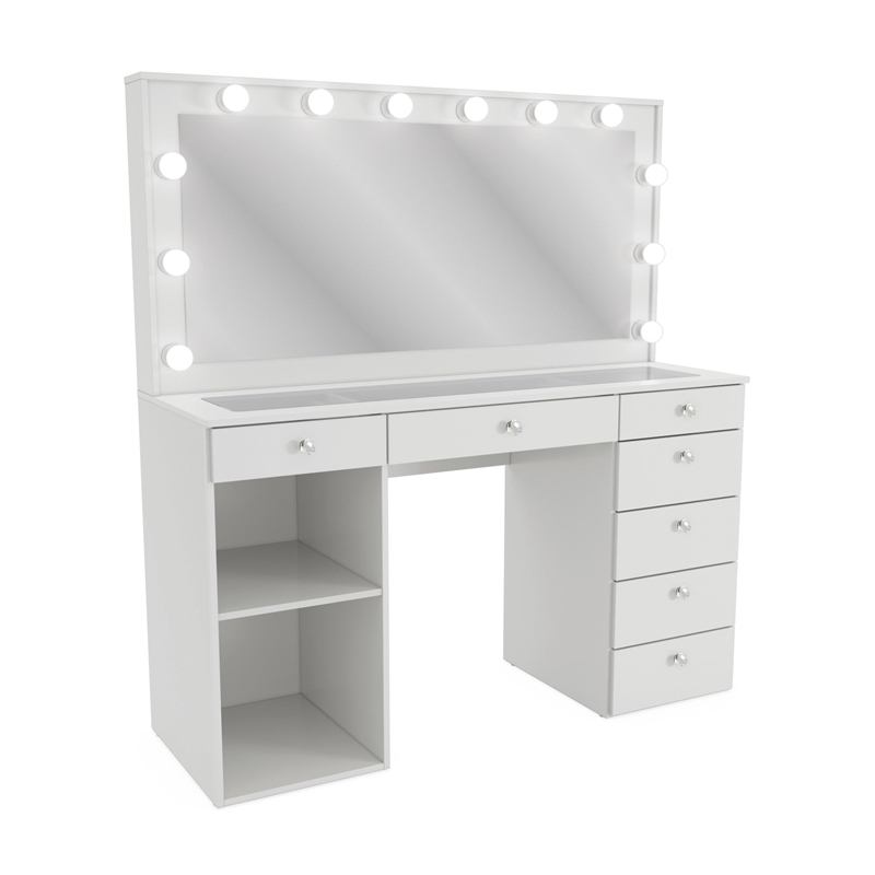 Boahaus Constance Vanity Makeup Desk (Crystal Ball Knobs)