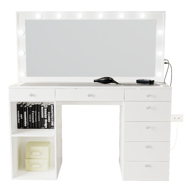 Boahaus Constance Vanity Makeup Desk (Crystal Ball Knobs)