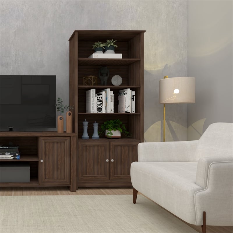 Boahaus Arboga Modern Walnut Door Bookcase