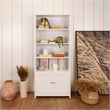 Boahaus Arboga Modern White Door Bookcase Open Shelves Manufactured Wood
