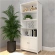 Boahaus Arboga Modern White Door Bookcase Open Shelves Manufactured Wood