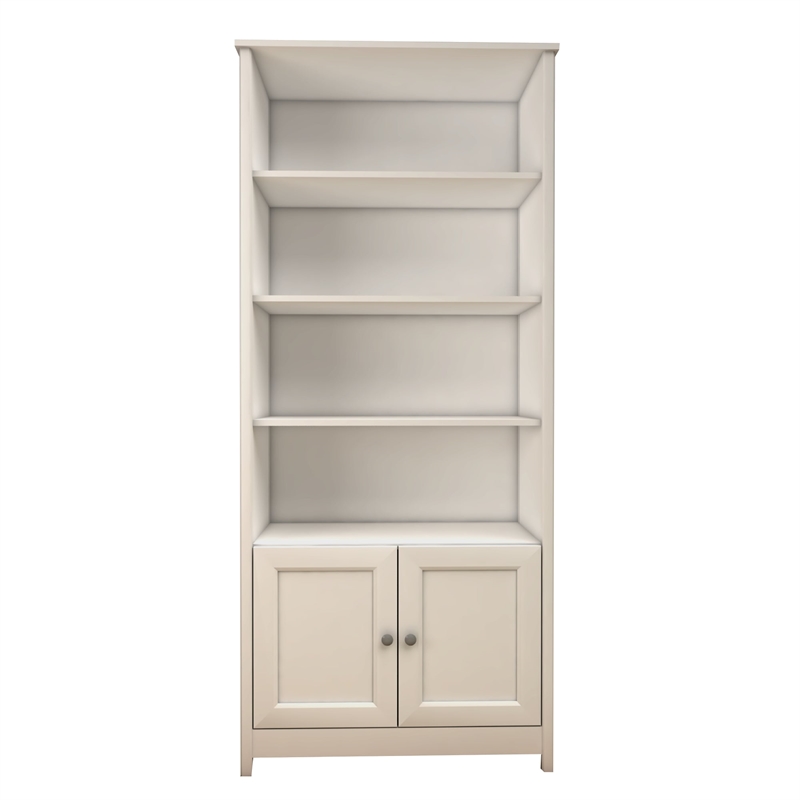 Boahaus Arboga Modern White Door Bookcase Open Shelves Manufactured Wood