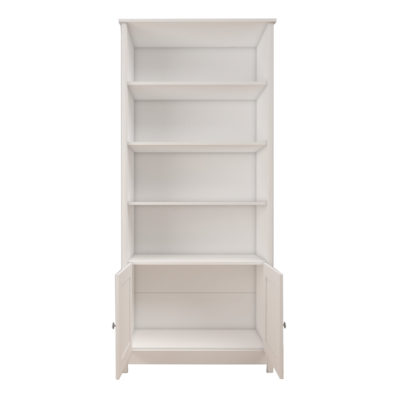 Boahaus Arboga Modern White Door Bookcase Open Shelves Manufactured Wood