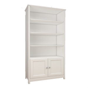 Boahaus Arboga Modern White Door Bookcase Open Shelves Manufactured Wood