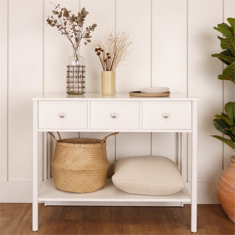 Boahaus Pierrefort Modern White Console Table for Living Room