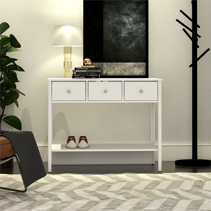 Boahaus Pierrefort Modern White Console Table for Living Room