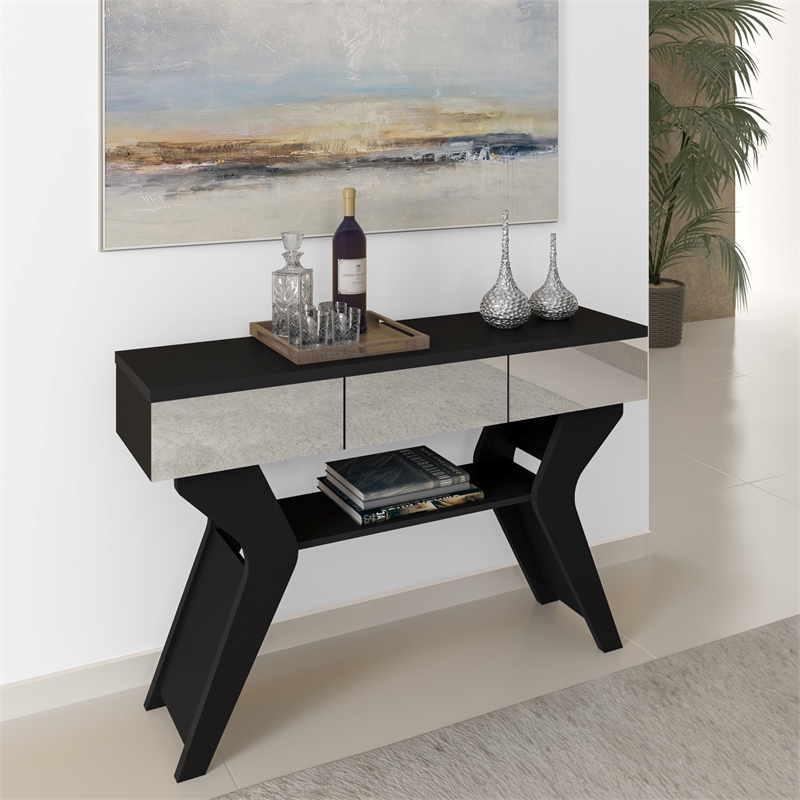Boahaus Merle Modern Black Painted Console Table for Living Room