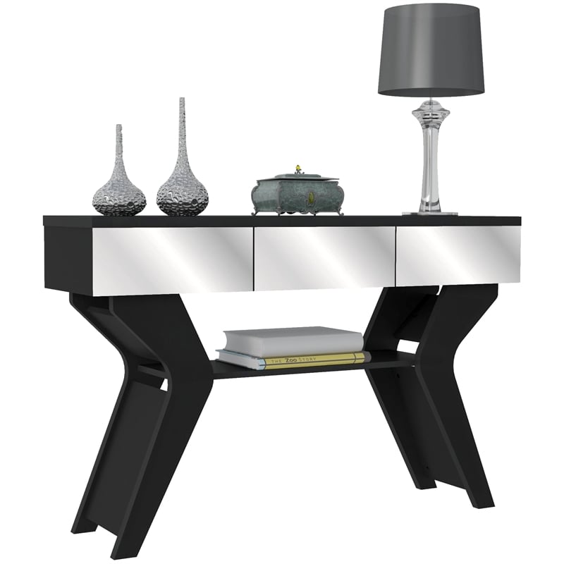 Boahaus Merle Modern Black Painted Console Table for Living Room