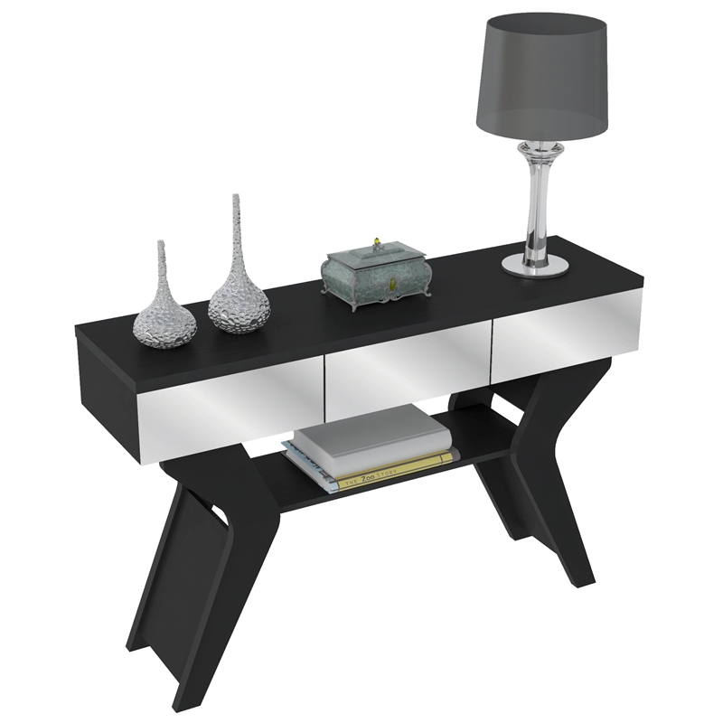 Boahaus Merle Modern Black Painted Console Table for Living Room