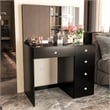 Boahaus Matilda Black Vanity Makeup Desk (Crystal Ball Knobs)