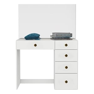 Boahaus Matilda Modern White Vanity Makeup Desk (Golden Knobs)
