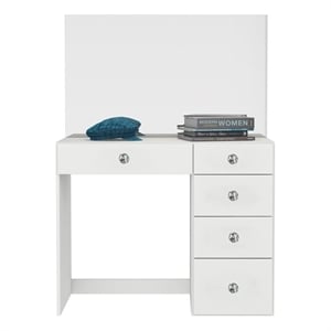 Boahaus Matilda Modern White Vanity Makeup Desk (Crystal Knobs)