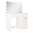 Boahaus Saranya White Makeup Vanity Desk (Golden Knobs)