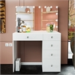 Boahaus Saranya White Makeup Vanity Desk (Crystal Knobs)