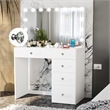 Boahaus Saranya White Makeup Vanity Desk (Crystal Knobs)