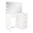Boahaus Saranya White Makeup Vanity Desk (Crystal Knobs)