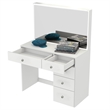 Boahaus Gaia Modern White Makeup Vanity Desk (Crystal Knobs)