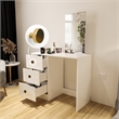 Boahaus Alexandra White Vanity Desk with 3 Drawers Golden Knobs