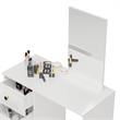 Boahaus Alexandra White Vanity Desk with 3 Drawers Golden Knobs