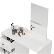 Boahaus Alexandra White Vanity Desk with 3 Drawers  Crystal Knobs