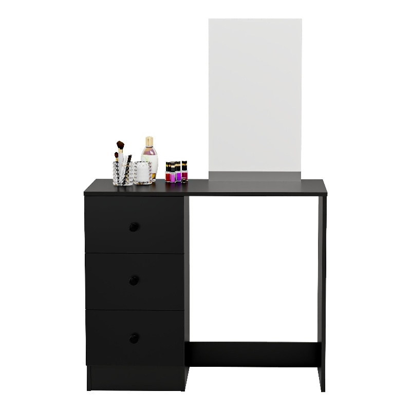Boahaus Alexandra Black Vanity Desk with 3 Drawers Basic Knobs