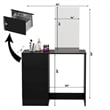 Boahaus Alexandra Black Vanity Desk with 3 Drawers  Golden Knobs