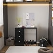 Boahaus Alexandra Black Vanity Desk with 3 Drawers Crystal Knobs